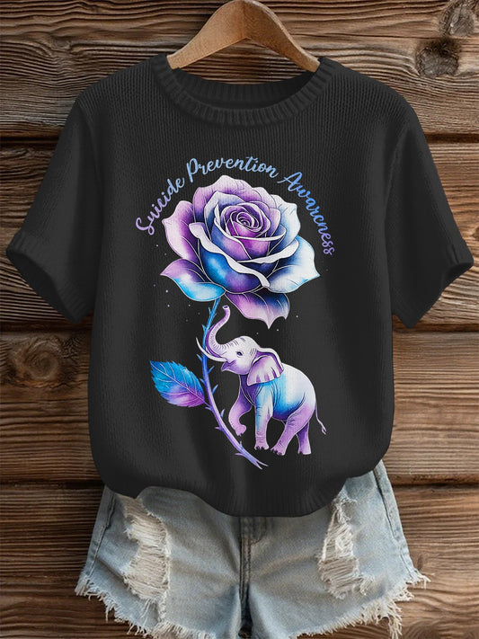 Women's Suicide Prevention Awareness Print Knit Top