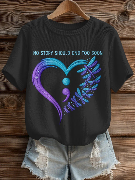 Women's Suicide Prevention Awareness Print Knit Top