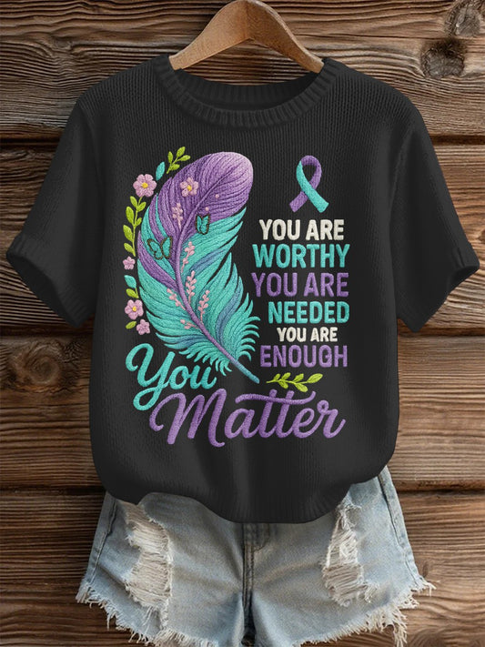 Women's Suicide Prevention Awareness Print Knit Top