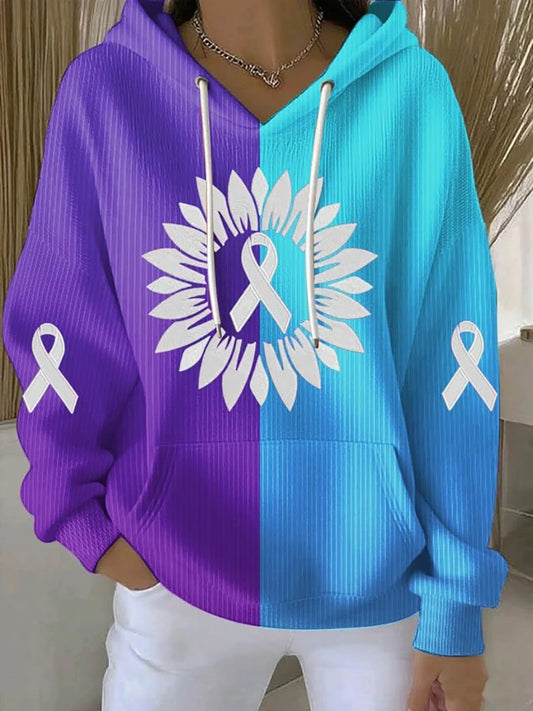 Women's Suicide Prevention Awareness Print Purple And Teal Hoodie