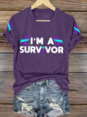 Women's Suicide Prevention Awareness I'm a Survivor Print T-Shirt