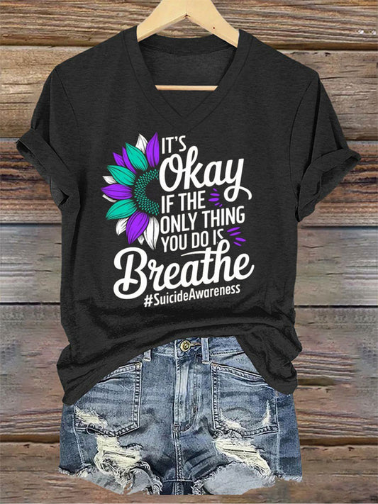 Women's Stay You Matter Printed V-neck T-shirt