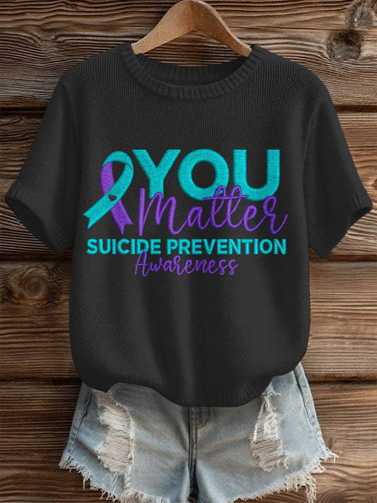 Women's Suicide Prevention Awareness Print Knit Top