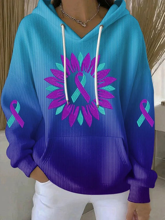 Women's Suicide Prevention Awareness Print Purple And Teal Hoodie