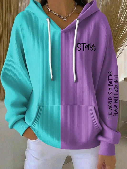 Women's Suicide Prevention Awareness Print Purple And Teal Hoodie
