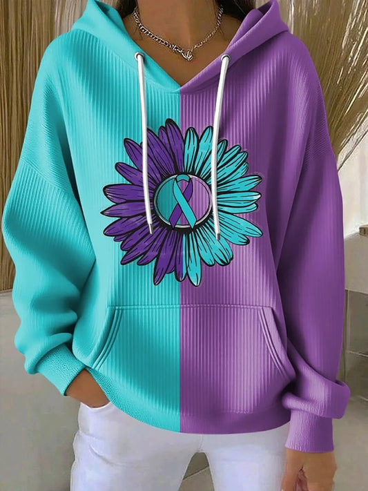 Women's Suicide Prevention Awareness Print Purple And Teal Hoodie