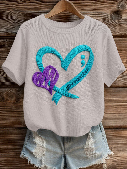 Women's Suicide Prevention Awareness Print Knit Top