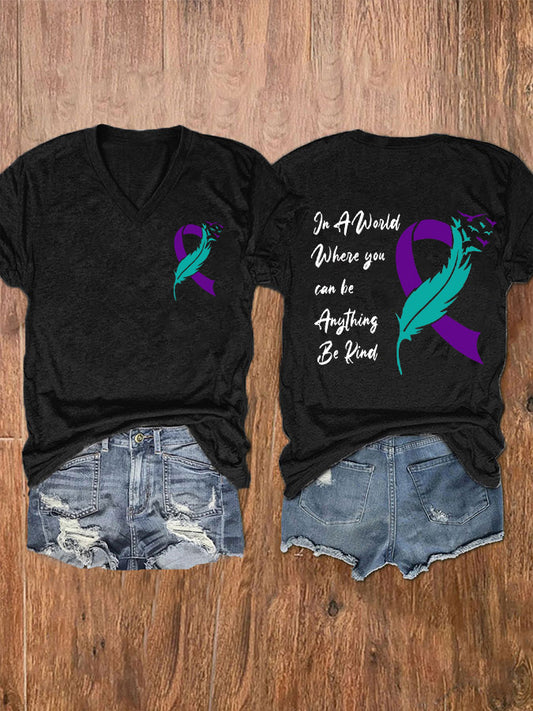 Women's Suicide Prevention Awareness Print Short Sleeve T-Shirt