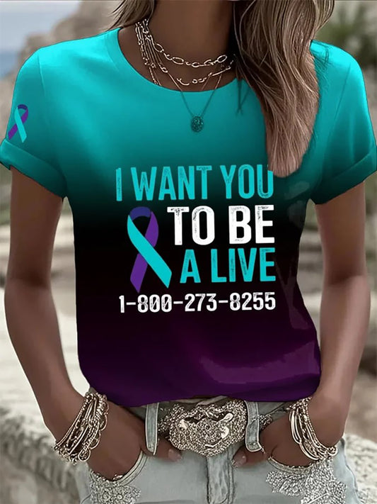Women's Suicide Prevention Awareness Print T-shirt