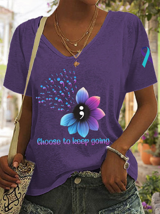 Women's Suicide Prevention Awareness Choose To Keep Going T-Shirt