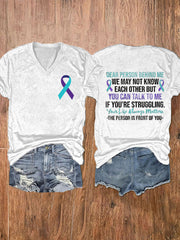 Women's Suicide Prevention Awareness Print Short Sleeve T-Shirt