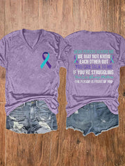 Women's Suicide Prevention Awareness Print Short Sleeve T-Shirt