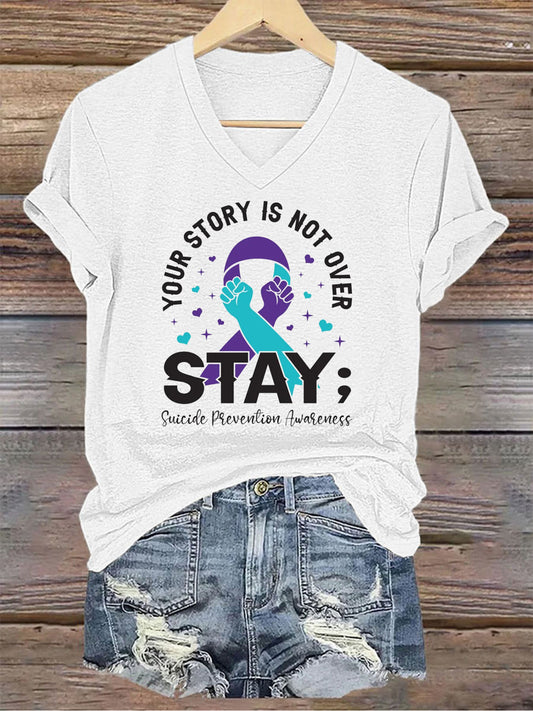Women's Stay You Matter Printed V-neck T-shirt
