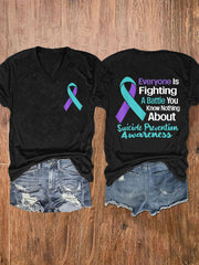 Women's Suicide Prevention Awareness Print Short Sleeve T-Shirt