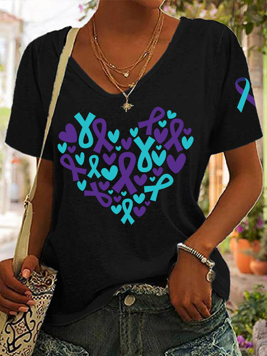 Women's Suicide Prevention Awareness Heart Ribbon T-shirt