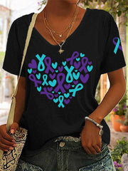 Women's Suicide Prevention Awareness Heart Ribbon T-shirt