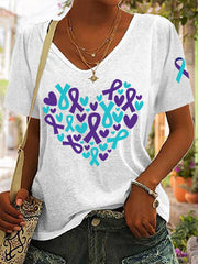 Women's Suicide Prevention Awareness Heart Ribbon T-shirt