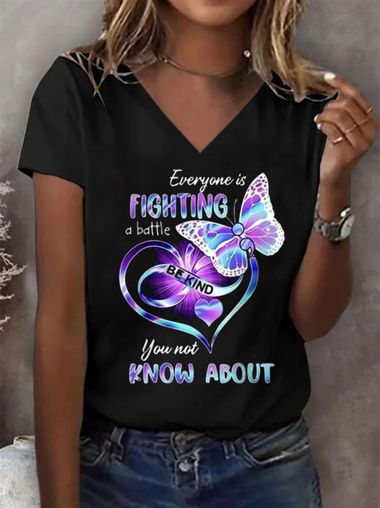 Women's Suicide Prevention Awareness Print Short Sleeve T-Shirt