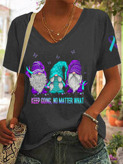 Women's Suicide Prevention Awareness Gnomes Keep Going T-Shirt