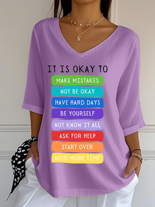 Women's Suicide Prevention Awareness Mental Health Its Okay To Make Mistakes Mid-Sleeve T-Shirt
