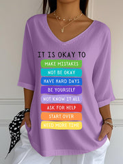 Women's Suicide Prevention Awareness Mental Health Its Okay To Make Mistakes Mid-Sleeve T-Shirt