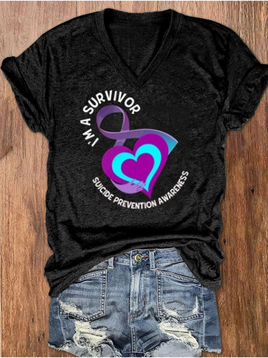 Women's Stay You Matter Printed V-neck T-shirt