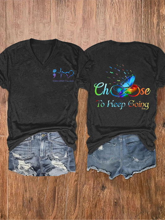 Women's Stay You Matter Printed V-neck T-shirt