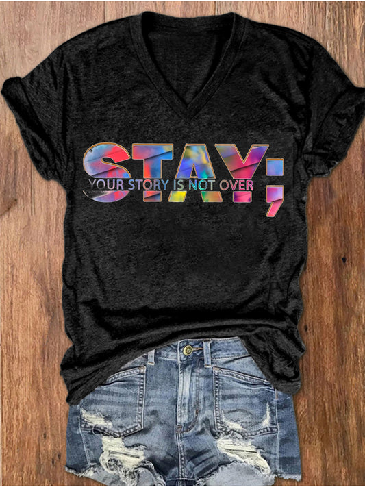 Women's Stay You Matter Printed V-neck T-shirt