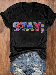 Women's Stay You Matter Printed V-neck T-shirt