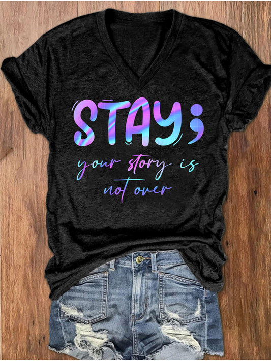 Women's Stay You Matter Printed V-neck T-shirt