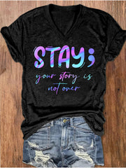 Women's Stay You Matter Printed V-neck T-shirt