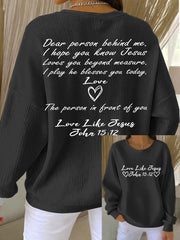 Women's Dear Person Behind Me Ribbed Round-Neck Sweatshirt