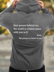 Men's Dear Person Behind Me You Are Enough Printed Hoodie Sweatshirt