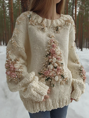 Women's Women's Christmas tree print faux sweater