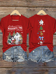 Women's V-Neck Retro Christmas The Most Wonderful Time Of The Year Print T-Shirt