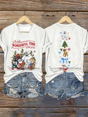 Women's V-Neck Retro Christmas The Most Wonderful Time Of The Year Print T-Shirt