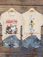 Women's V-Neck Retro Christmas The Most Wonderful Time Of The Year Print T-Shirt