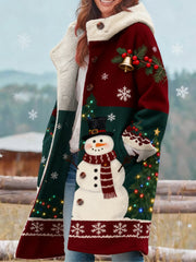 Women's Retro Christmas Printed Coat