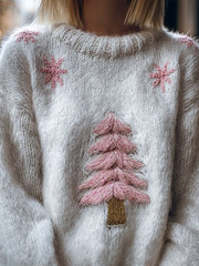 Women's Christmas tree print faux sweater