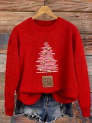 Women's Christmas tree print faux sweater