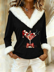 Women's Casual Christmas Fur Collar Top