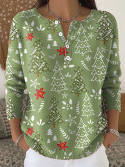 Women's Christmas Trees Print Casual Tops