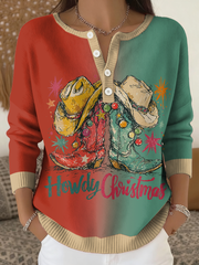 Women's Funny Christmas Santa Art Printed Tops