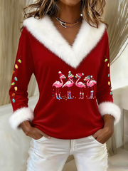 Women's Casual Christmas Fur Collar Top