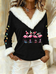 Women's Casual Christmas Fur Collar Top