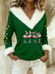 Women's Casual Christmas Fur Collar Top