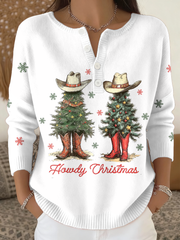 Women's Funny Christmas Santa Art Printed Tops