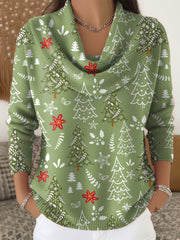 Women's Christmas Turtleneck Printed Tops