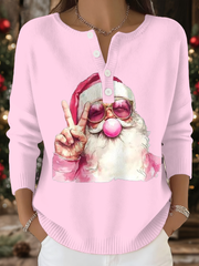 Women's Funny Christmas Santa Art Printed Tops