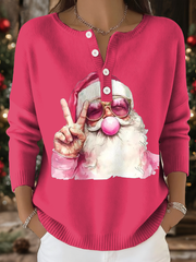 Women's Funny Christmas Santa Art Printed Tops